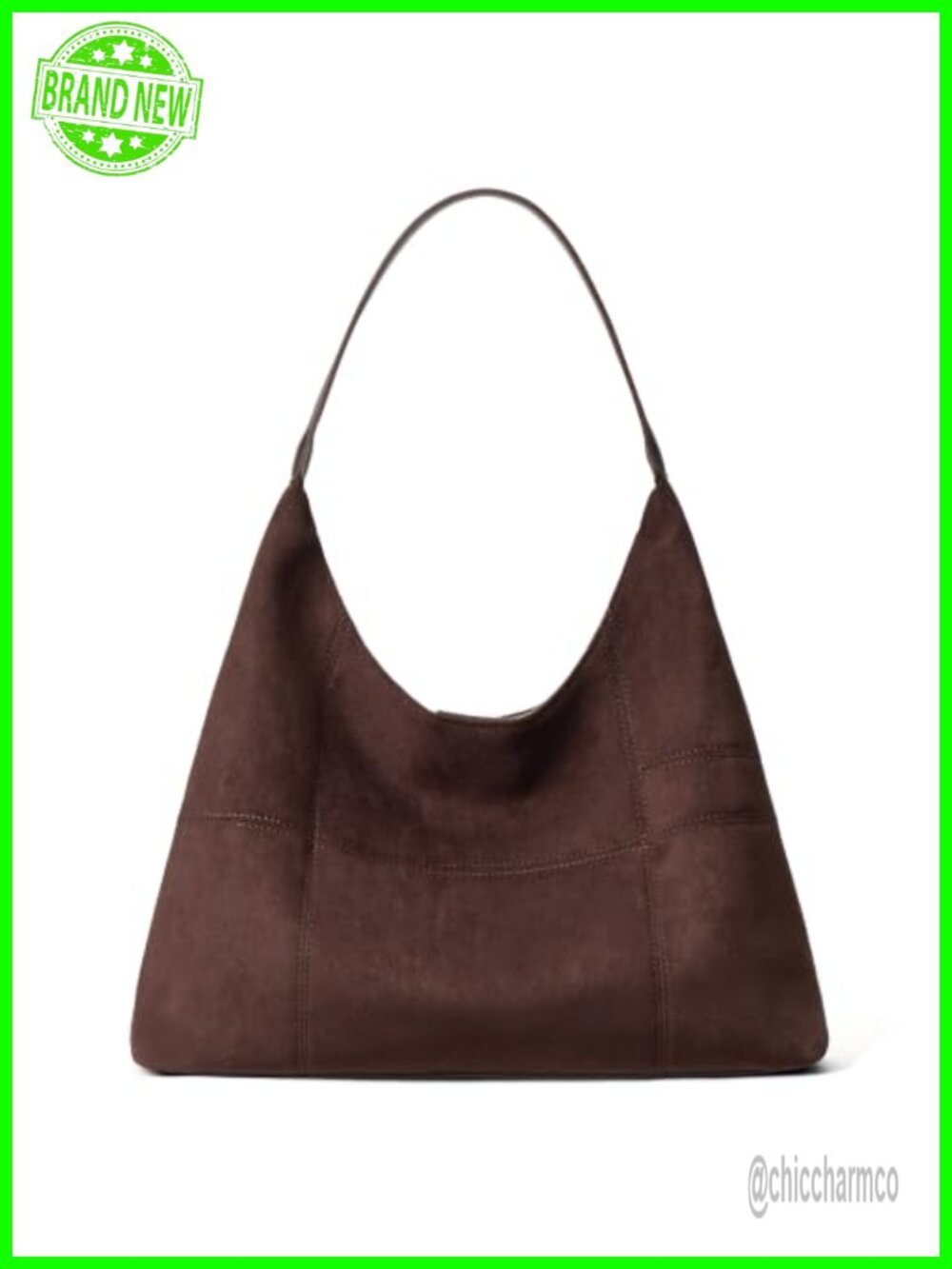 Soft Faux Suede Slouchy Patchwork Hobo Shoulder Bag with Magnetic Closure